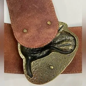 Lucky Penny Belt Small Brown Leather Western Boho Brass Tone Anthropologie Lucky Penny | Accessories | Lucky Penny Belt Small Brown  main image 3
